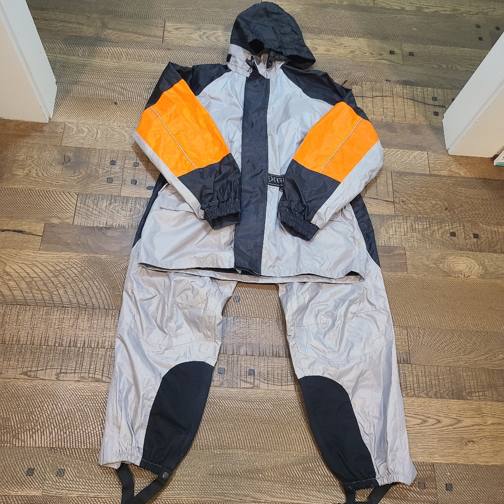 NeXgen Men's Orange and Silver Oxford Water Resistant Rain Suit Size XS